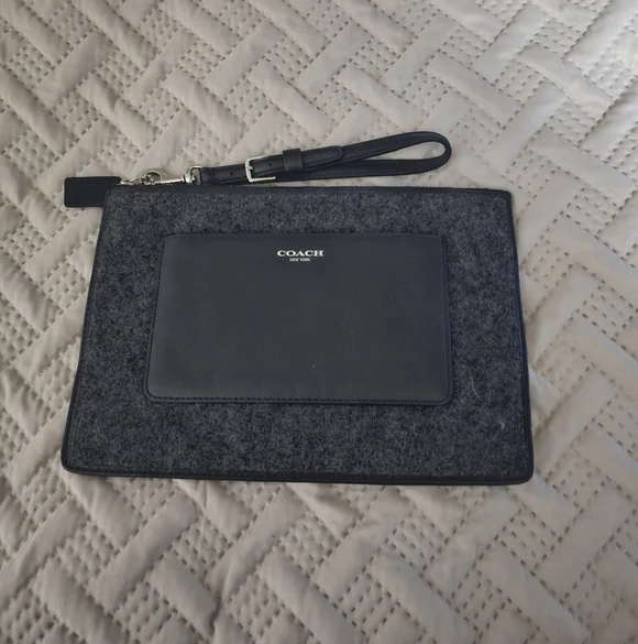 Coach Charcoal and Black Clutch - Picture 1 of 3